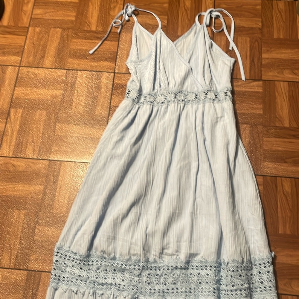 Baby Blue Crochet Maxi Dress NWOT
